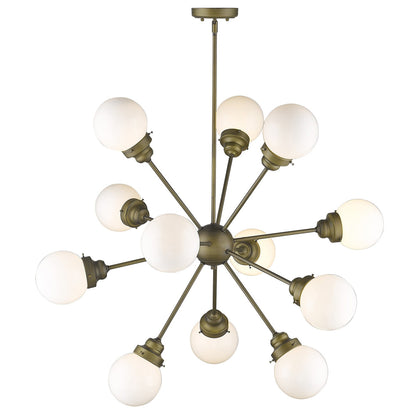 Bronze Sputnik 12 Light Frosted Dimmable Chandelier