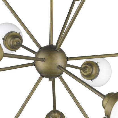 Bronze Sputnik 12 Light Frosted Dimmable Chandelier