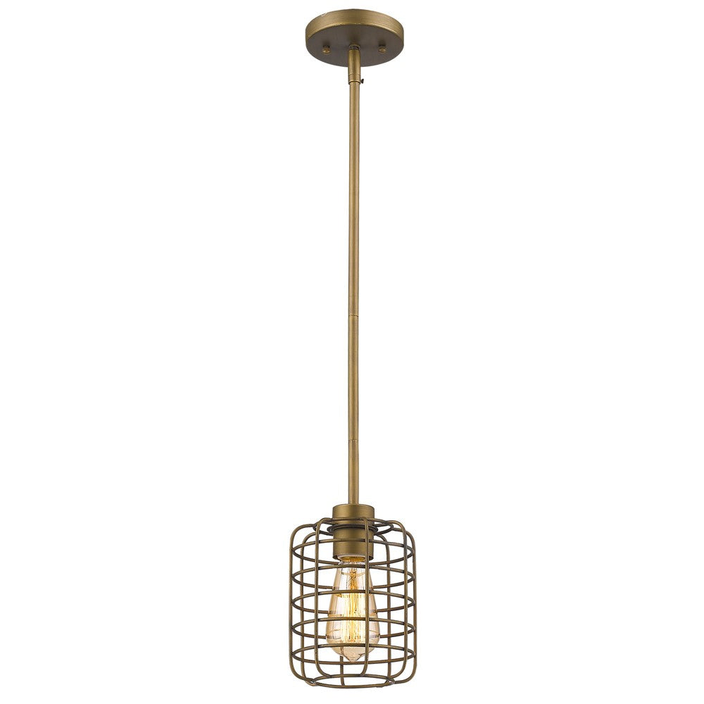 Brushed Gold Cage Hanging Light