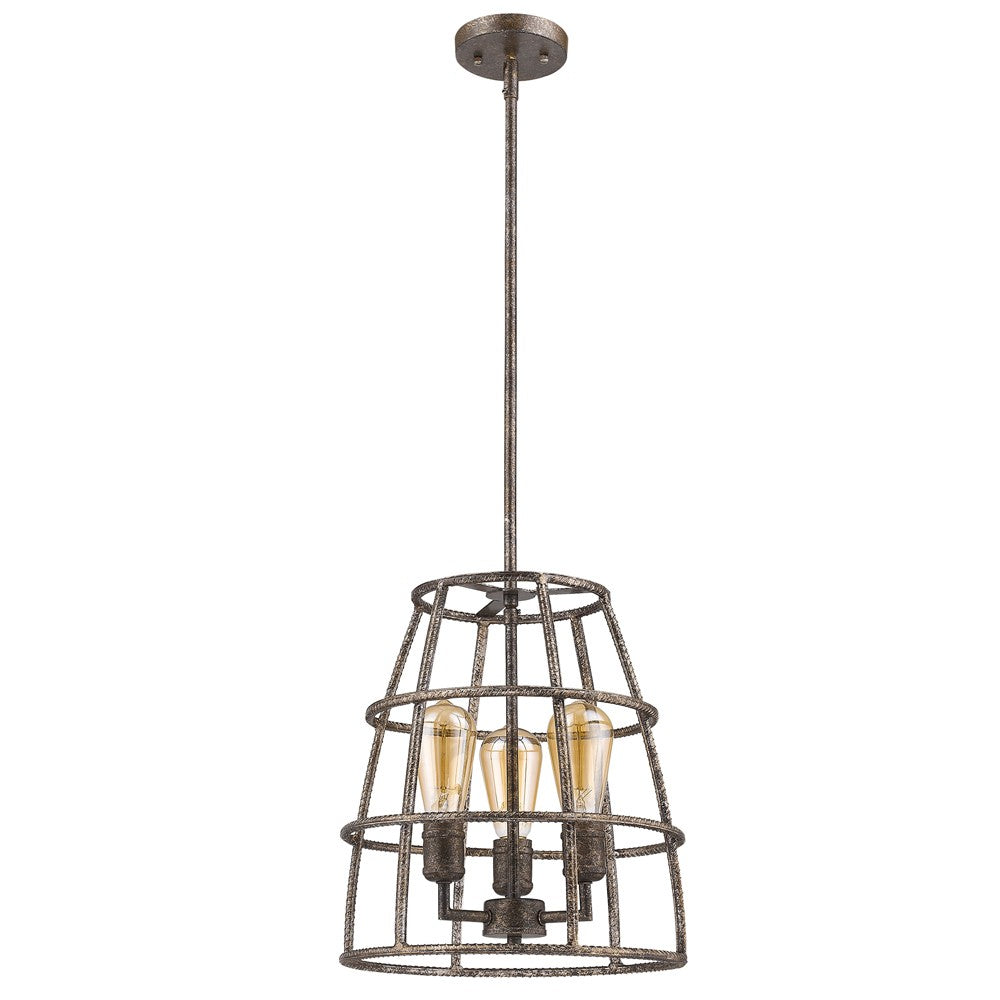 Rebarre 3-Light Antique Silver Drum Pendant