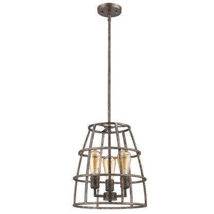 Rebarre 3-Light Antique Silver Drum Pendant