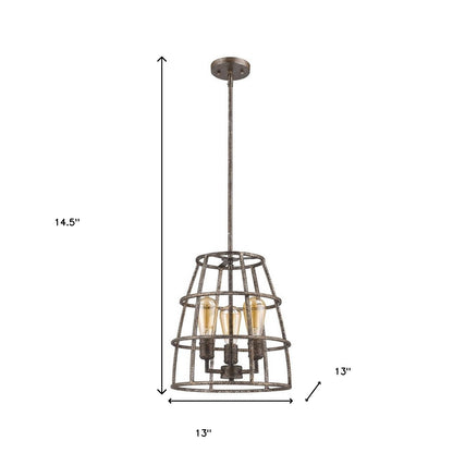 Rebarre 3-Light Antique Silver Drum Pendant