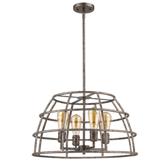 Rebarre 4-Light Antique Silver Drum Pendant