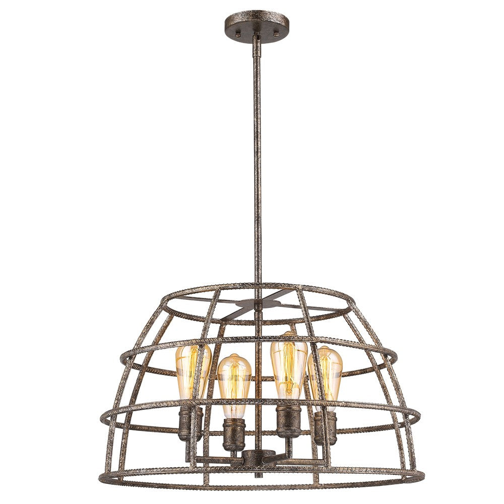 Rebarre 4-Light Antique Silver Drum Pendant