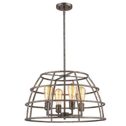 Rebarre 4-Light Antique Silver Drum Pendant