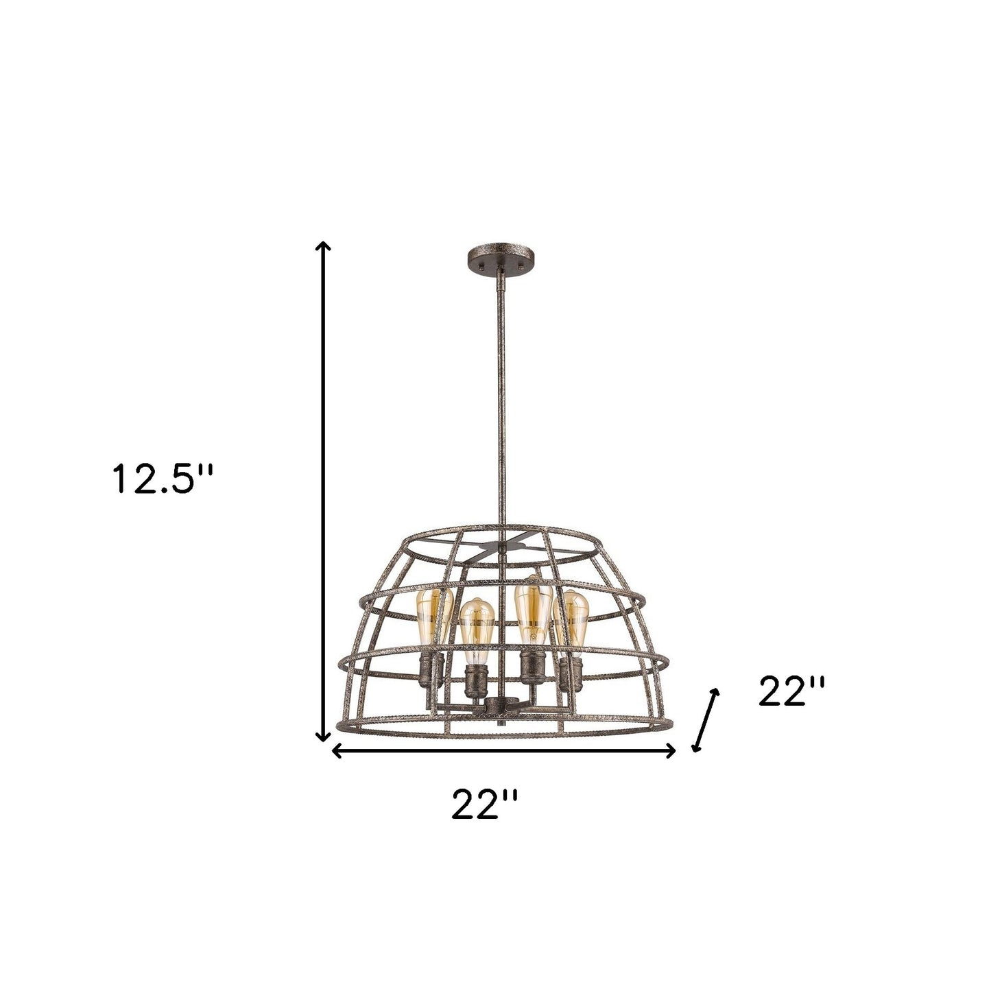 Rebarre 4-Light Antique Silver Drum Pendant