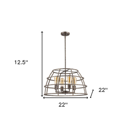 Rebarre 4-Light Antique Silver Drum Pendant