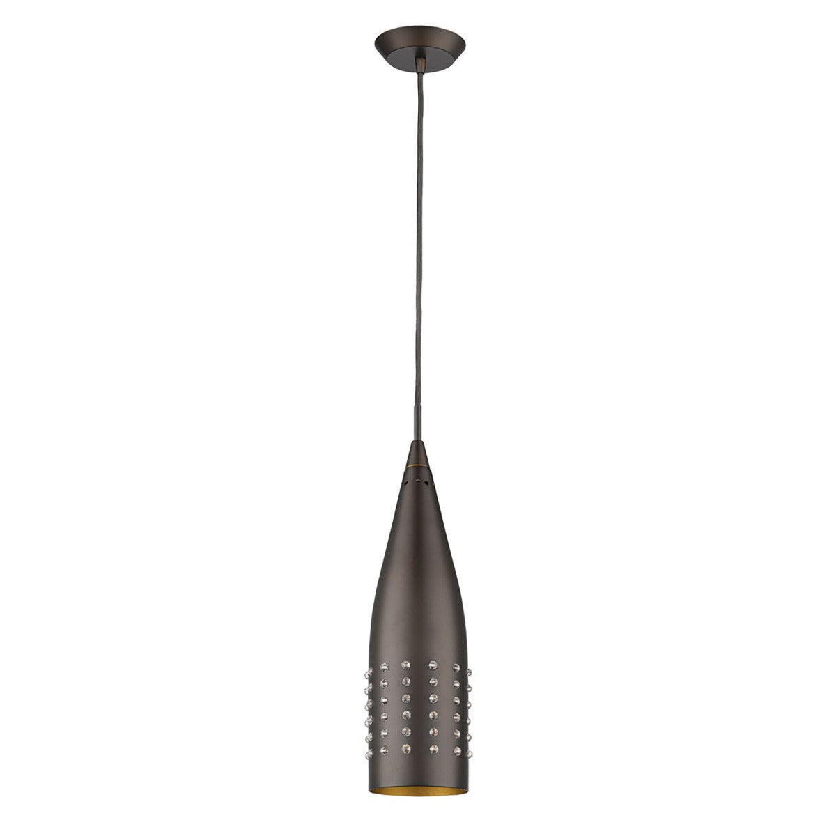 Narrow Bronze Hanging Light w/ Glass Studs
