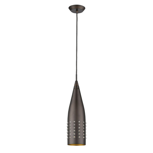 Narrow Bronze Hanging Light w/ Glass Studs