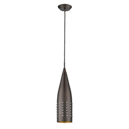 Narrow Bronze Hanging Light w/ Glass Studs