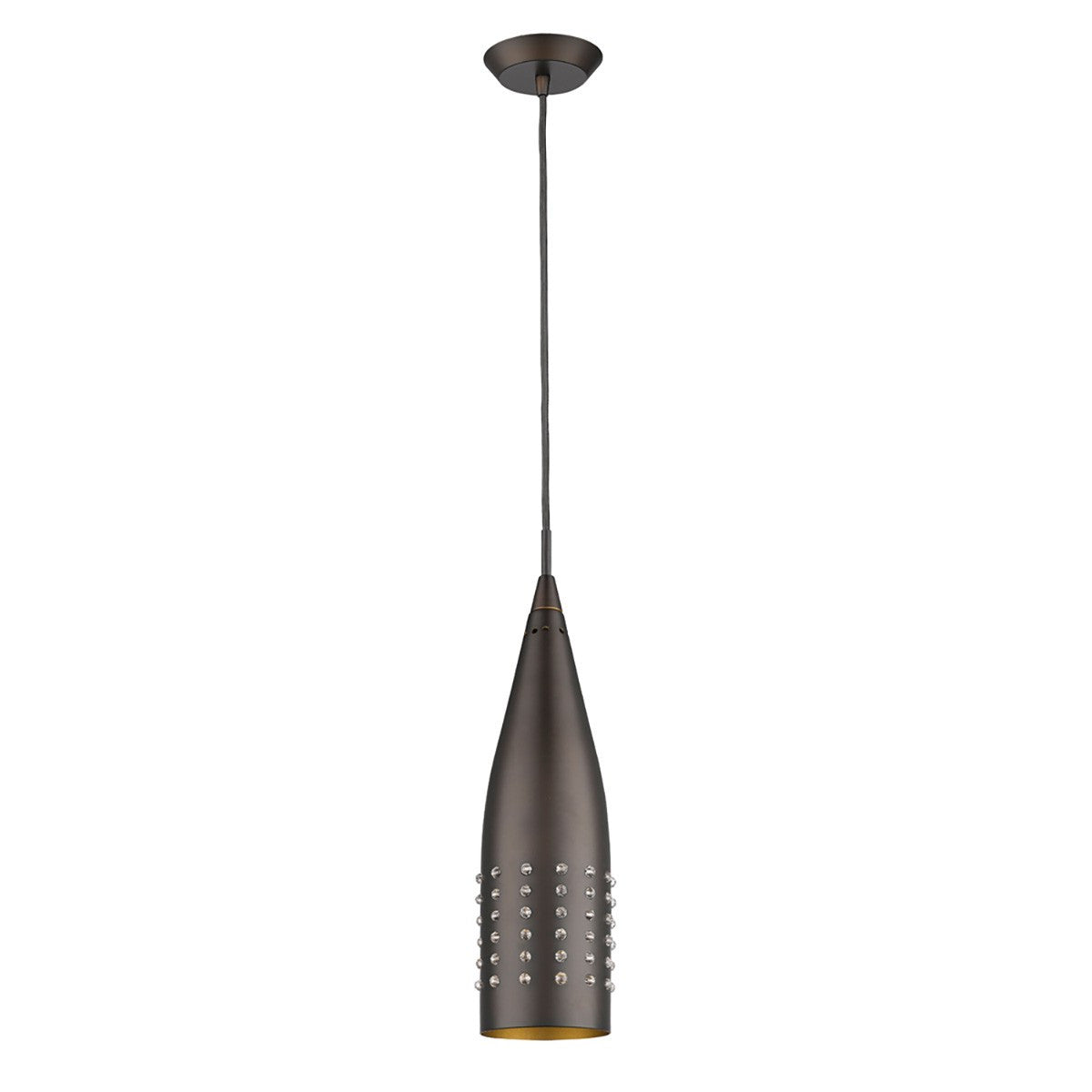 Narrow Bronze Hanging Light w/ Glass Studs