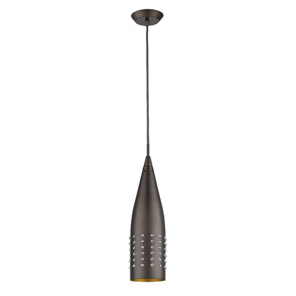 Narrow Bronze Hanging Light w/ Glass Studs