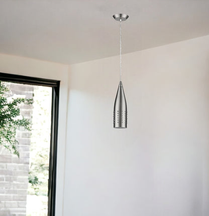 Narrow Silver Hanging Light w/ Glass Studs