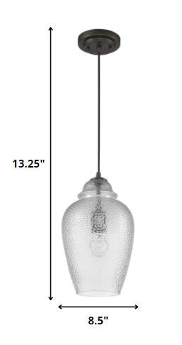 Antique Bronze Hanging Light w/ Textured Glass Shade