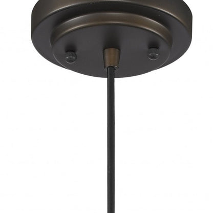 Antique Bronze Hanging Light w/ Textured Glass Shade