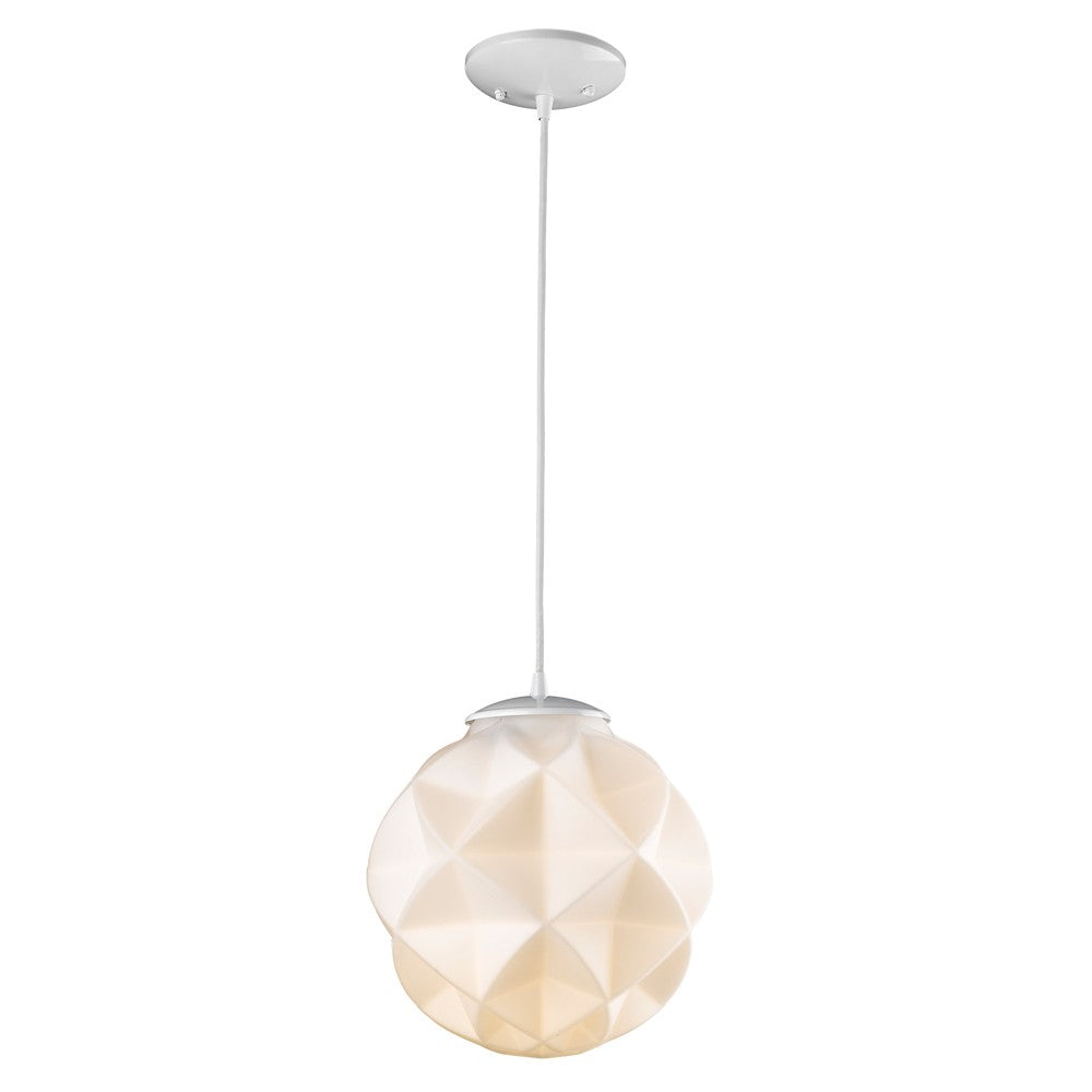 Nova 1-Light White Mini Pendant w/ Geometric Shade