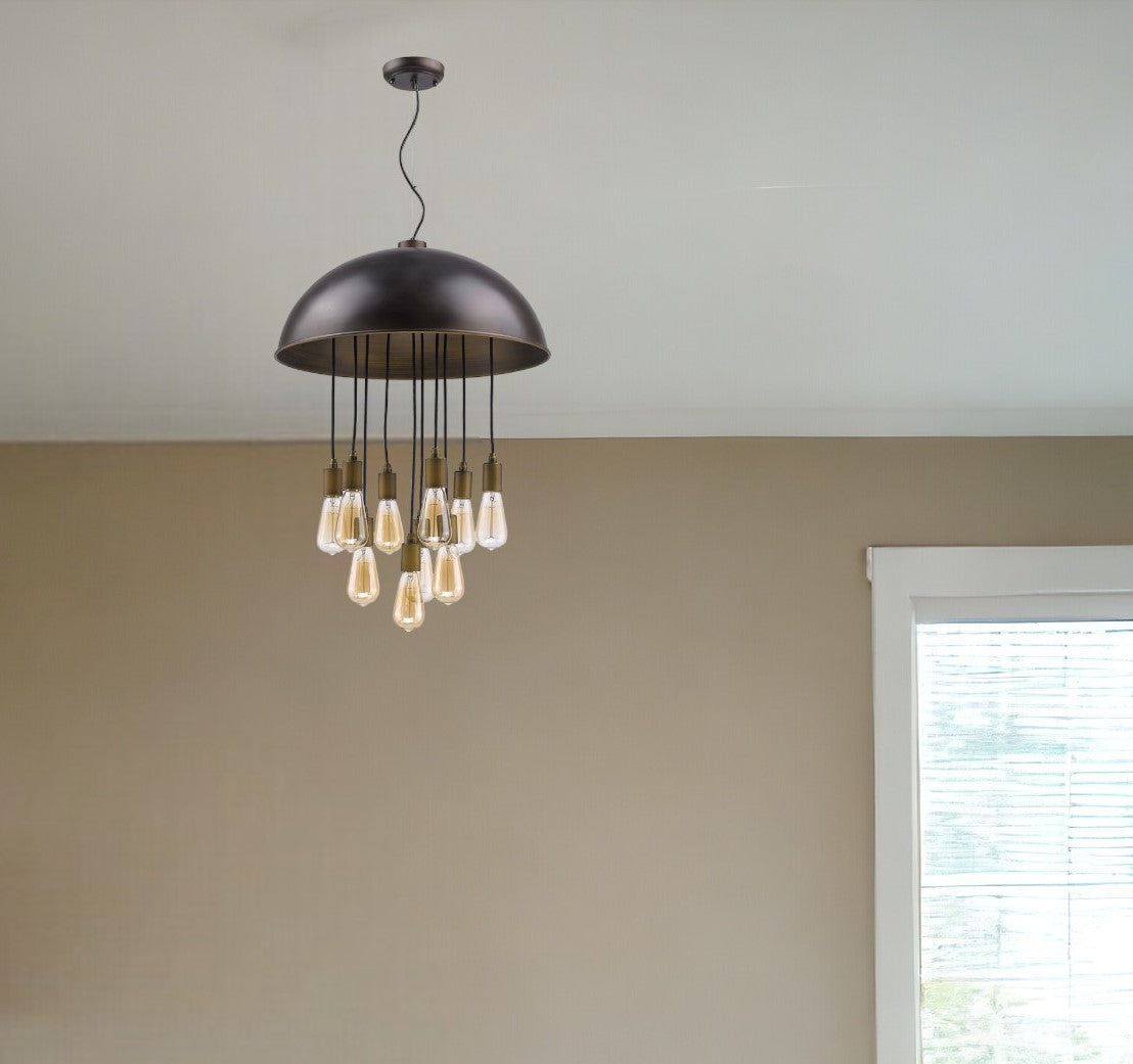 Keough 10-Light Oil-Rubbed Bronze Bowl Pendant