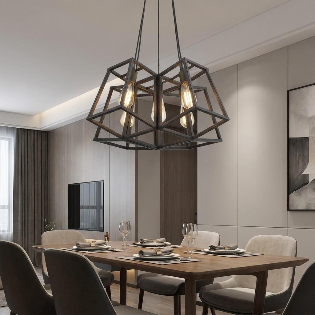 Bronze Lantern 5 Light Dimmable Chandelier