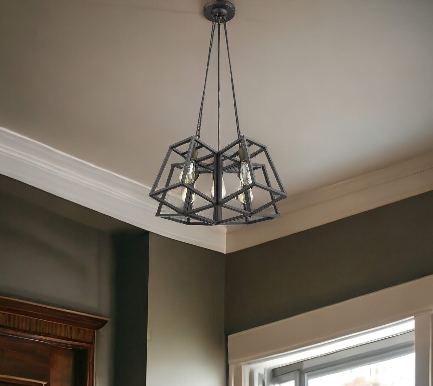 Bronze Lantern 5 Light Dimmable Chandelier