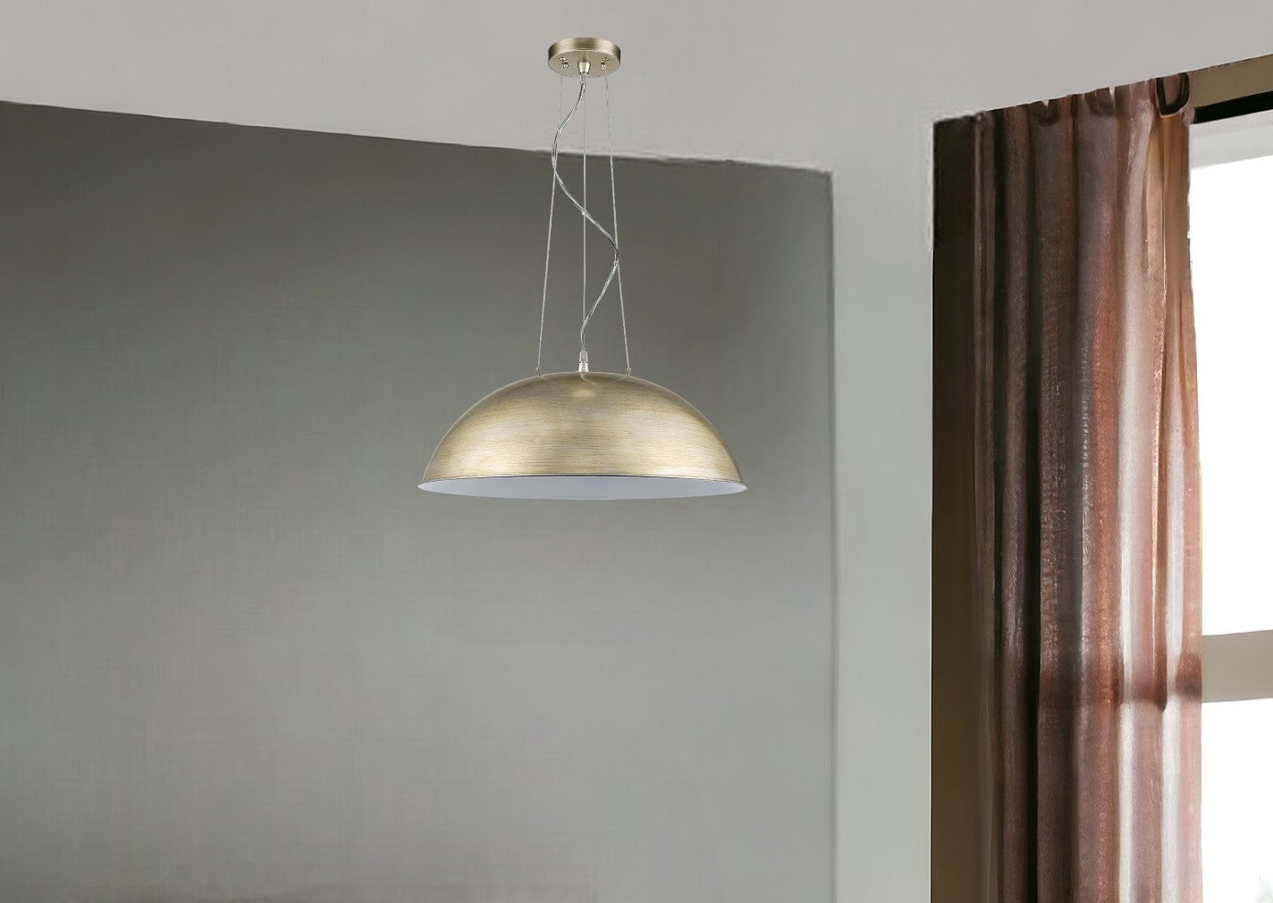 Layla 1-Light Washed Gold Bowl Pendant