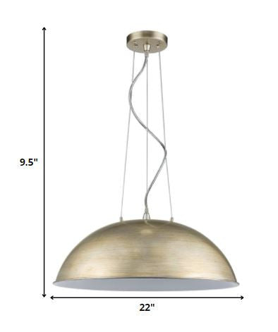 Layla 1-Light Washed Gold Bowl Pendant