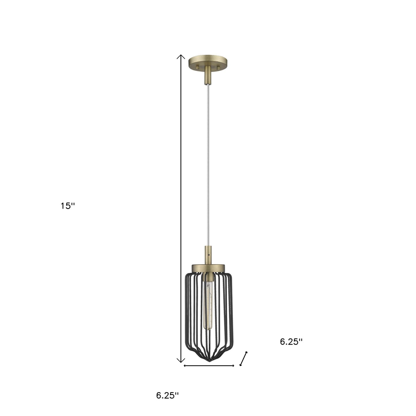 Gold & Black Cage Pendant Hanging Light