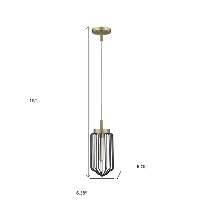 Gold & Black Cage Pendant Hanging Light