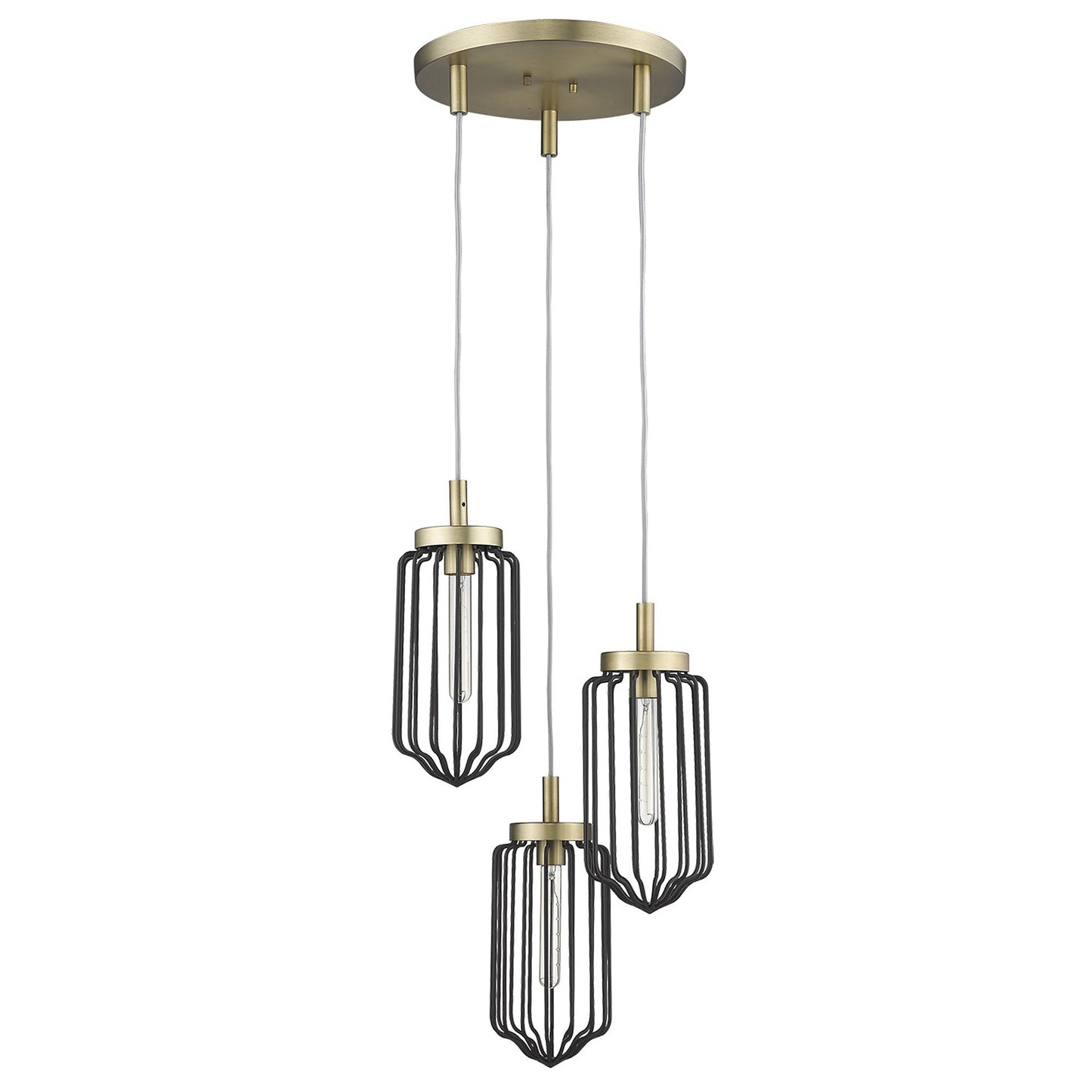 Gold Caged 3 Light Dimmable Chandelier