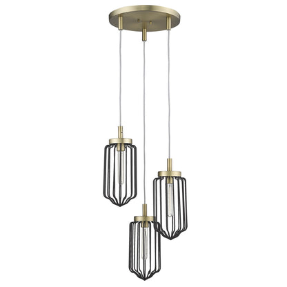 Gold Caged 3 Light Dimmable Chandelier