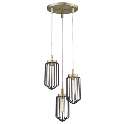 Gold Caged 3 Light Dimmable Chandelier