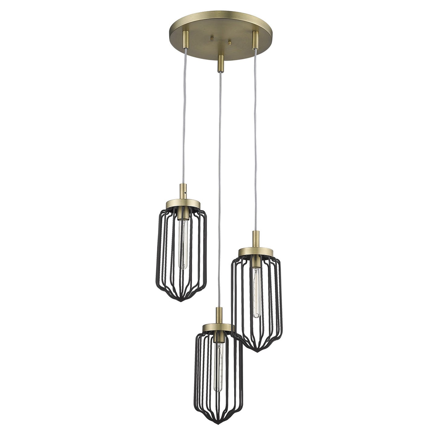 Gold Caged 3 Light Dimmable Chandelier