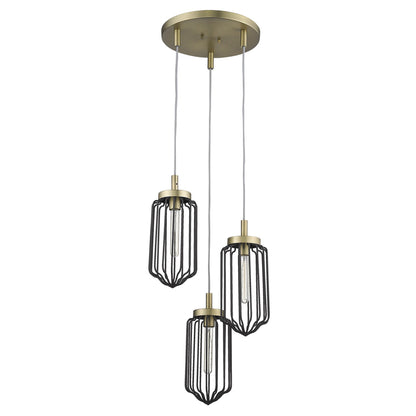 Gold Caged 3 Light Dimmable Chandelier