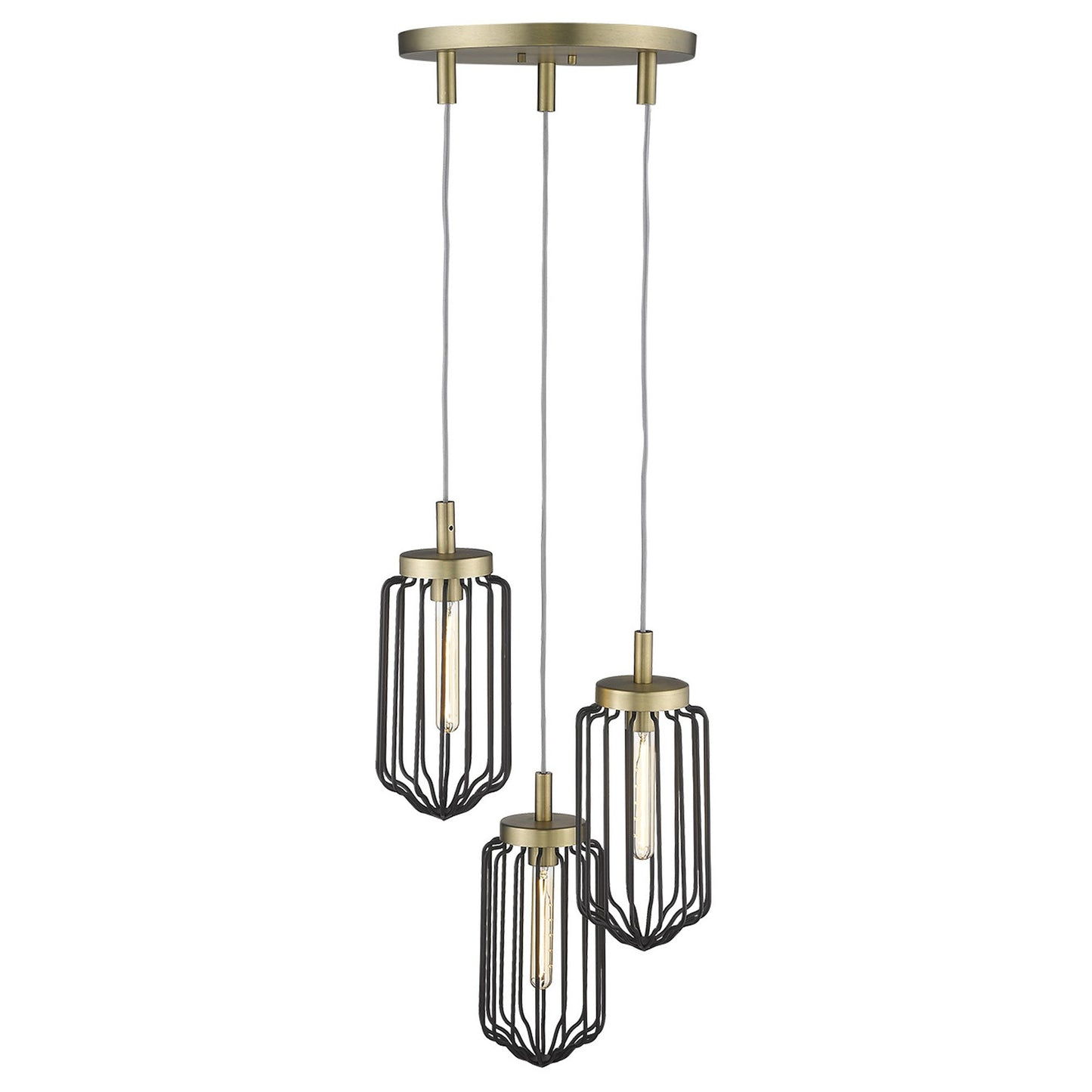 Gold Caged 3 Light Dimmable Chandelier