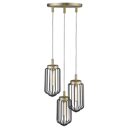 Gold Caged 3 Light Dimmable Chandelier