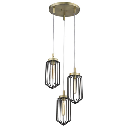 Gold Caged 3 Light Dimmable Chandelier