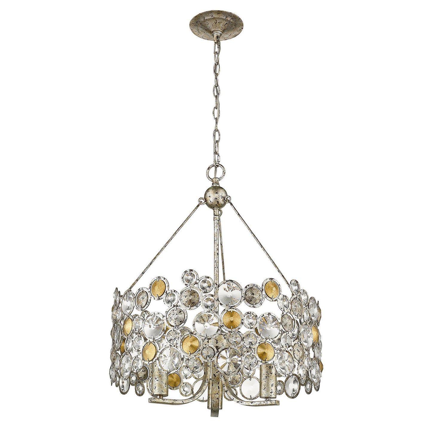 Silver 3 Light & Crystals Dimmable Chandelier
