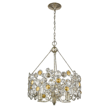 Silver 3 Light & Crystals Dimmable Chandelier