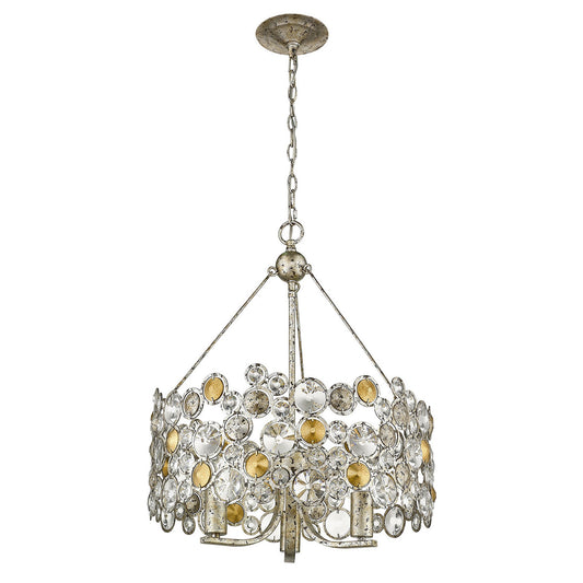 Silver 3 Light & Crystals Dimmable Chandelier