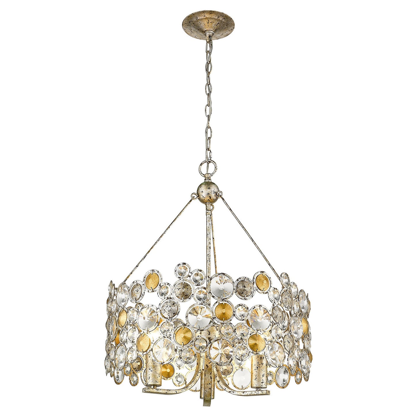 Silver 3 Light & Crystals Dimmable Chandelier