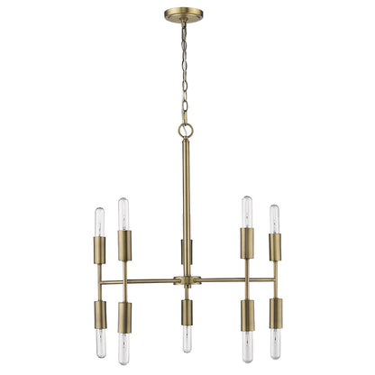 Brass Candle Style 10 Light Dimmable Chandelier