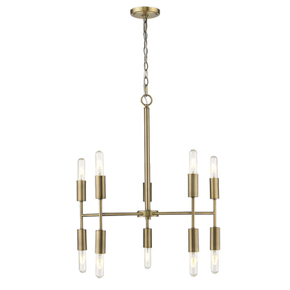 Brass Candle Style 10 Light Dimmable Chandelier