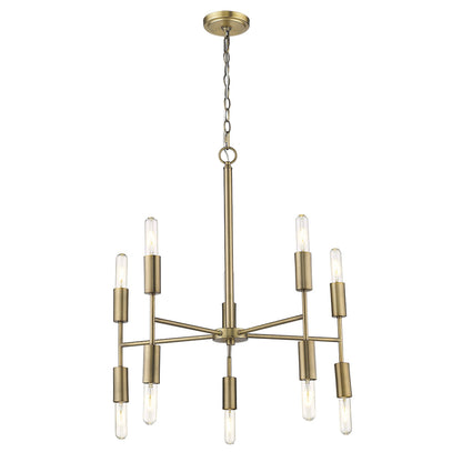 Brass Candle Style 10 Light Dimmable Chandelier
