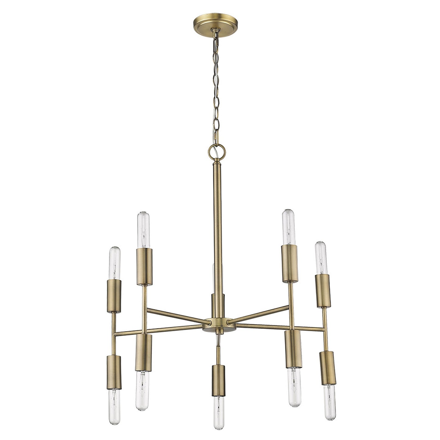 Brass Candle Style 10 Light Dimmable Chandelier