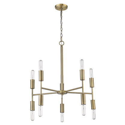 Brass Candle Style 10 Light Dimmable Chandelier