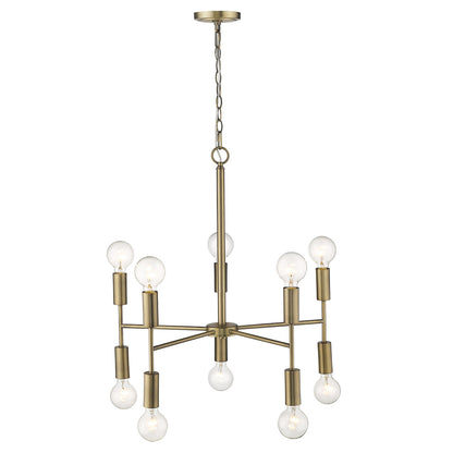 Brass Candle Style 10 Light Dimmable Chandelier