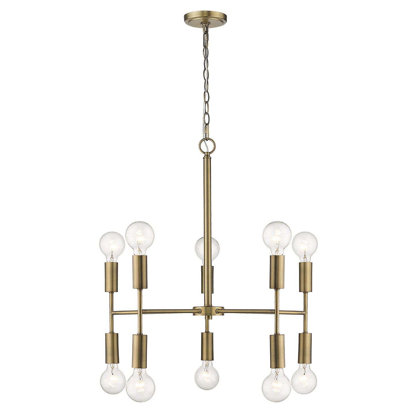 Brass Candle Style 10 Light Dimmable Chandelier