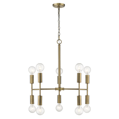 Brass Candle Style 10 Light Dimmable Chandelier