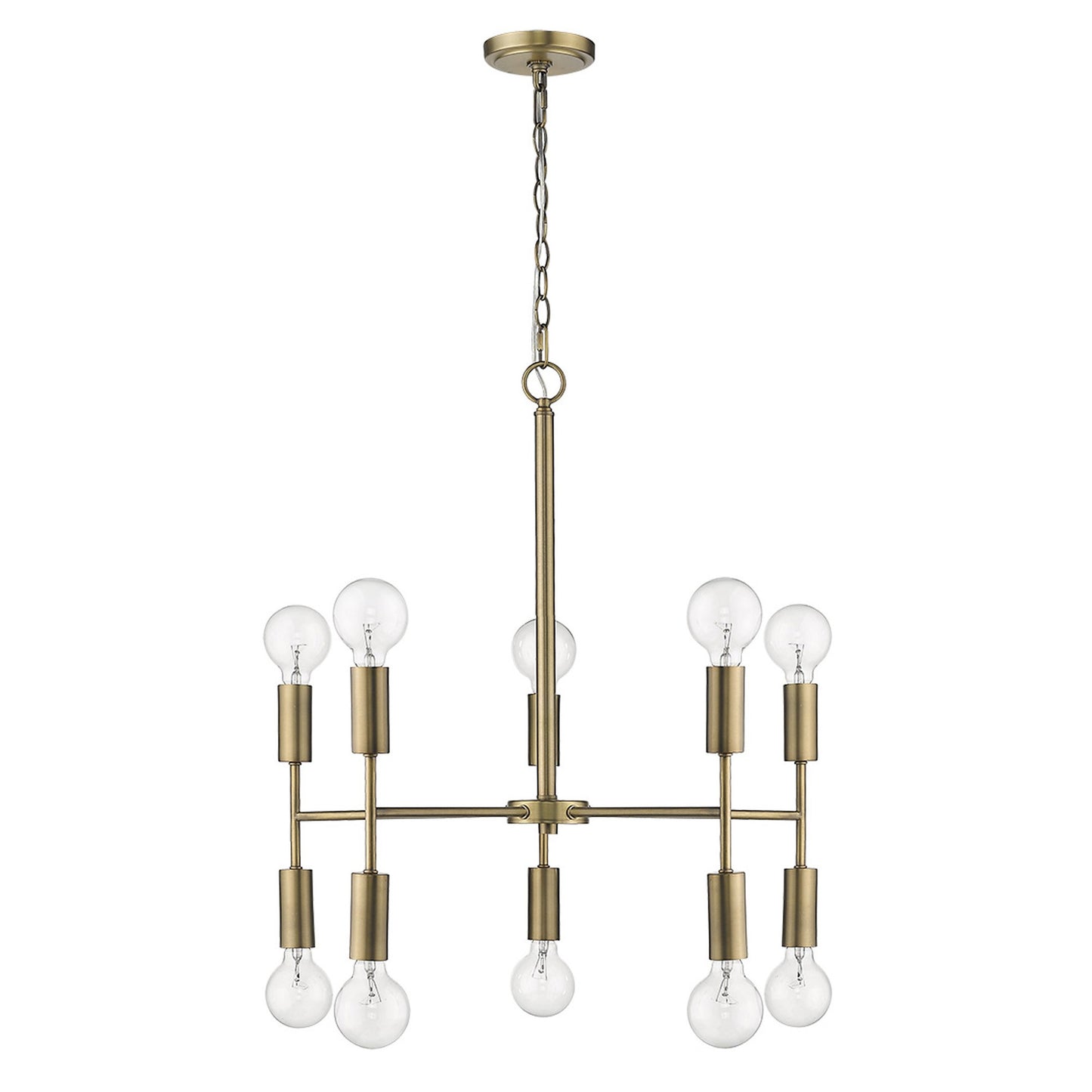 Brass Candle Style 10 Light Dimmable Chandelier