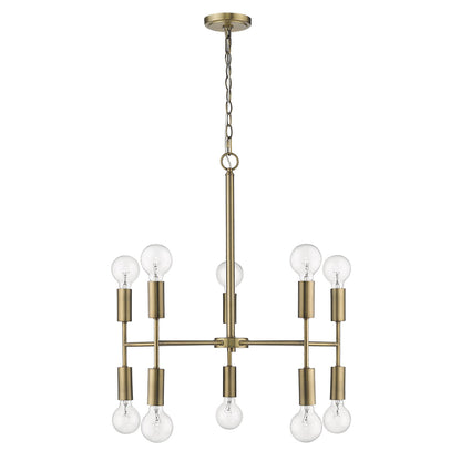 Brass Candle Style 10 Light Dimmable Chandelier