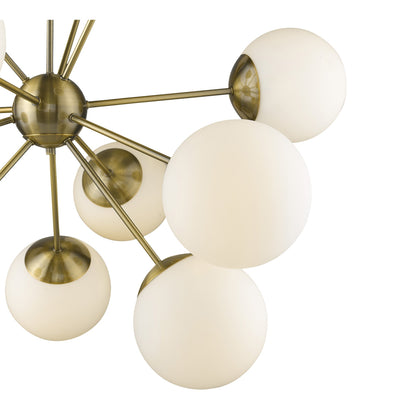 Brass Sputnik 12 Light Frosted Dimmable Chandelier